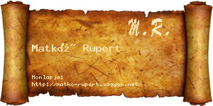 Matkó Rupert névjegykártya